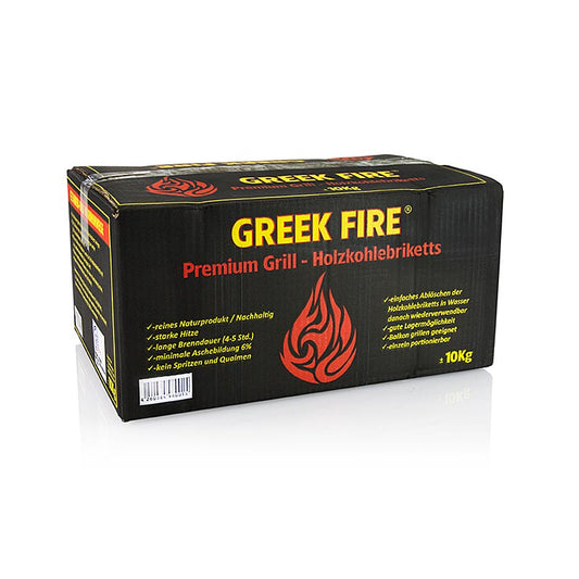 Grill BBQ - trækulsbriketter, Greek Fire, 10 kg