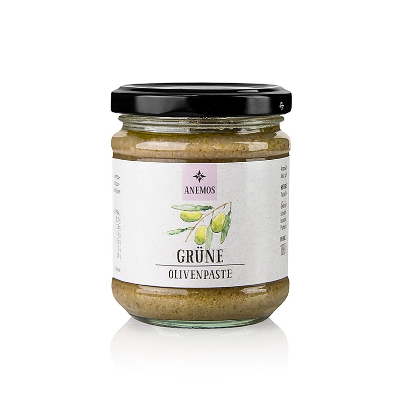 Olivenpasta - tapenade, grøn, lavet af Chalkediki-oliven, ANEMOS, 180 g