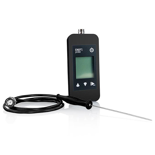 Chef's Probe Thermometer m. digitalt display, indsætteligt 80 cm kabel, 1,5 mm, sort, 1 stk.