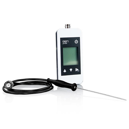 Chef's Probe Thermometer m. digitalt display, indsætteligt 80 cm kabel, 1,5 mm, hvid, 1 stk.