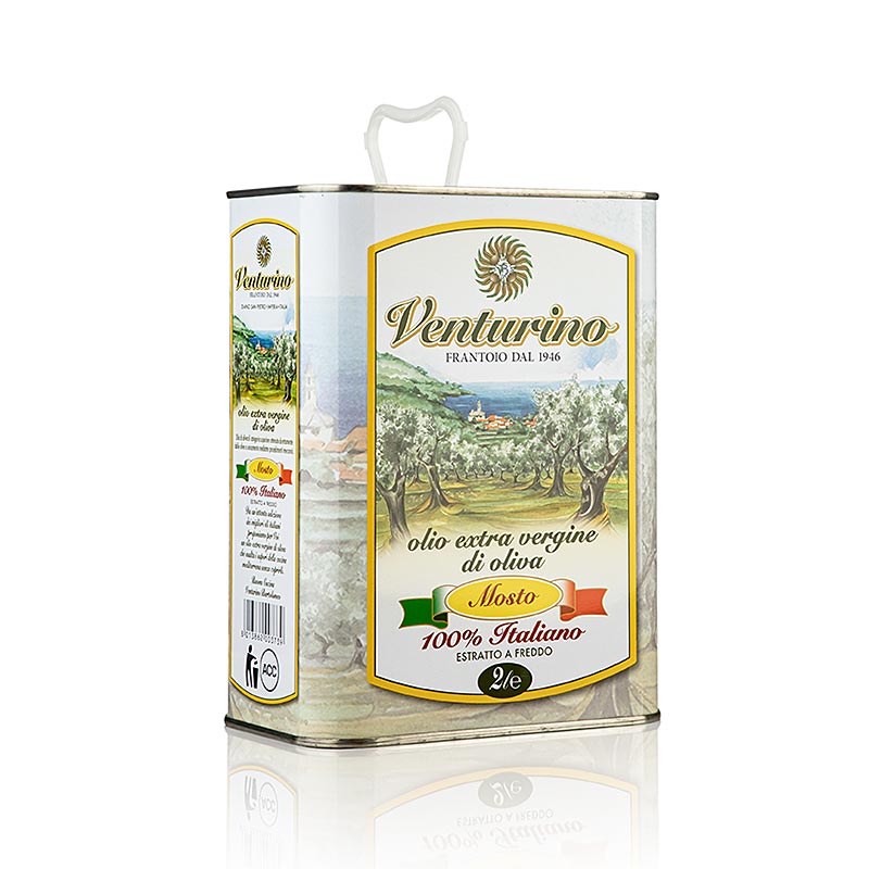 Ekstra jomfruolivenolie, Venturino "Mosto", 100 % italienske oliven, 2 liter