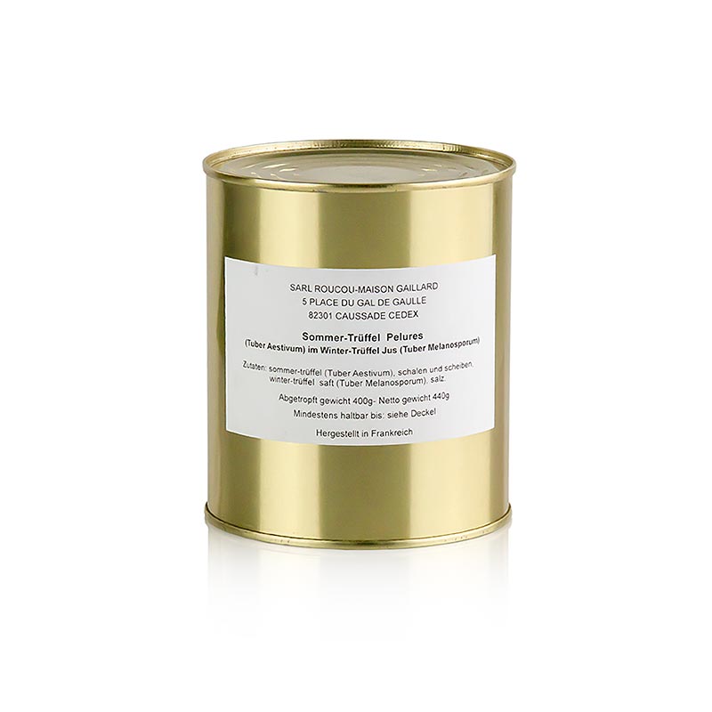 Sommertrøffel pelures, trøffelskaller/skiver, i vintertrøffelsaft, Gaillard, 440 g