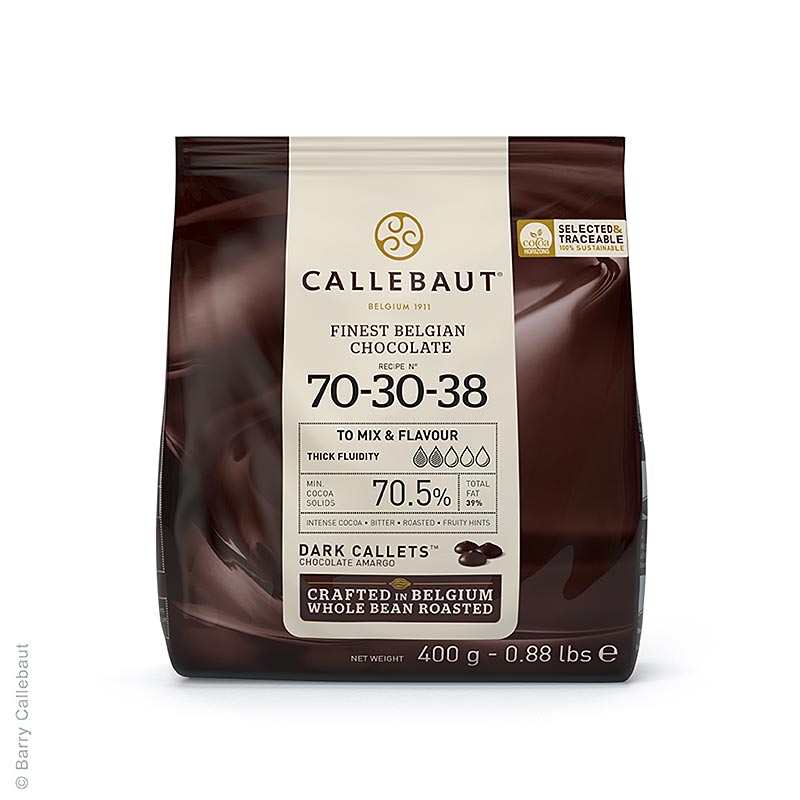 Mørk chokolade, Callets, 70,5 % kakao (70-30-38), 400 g