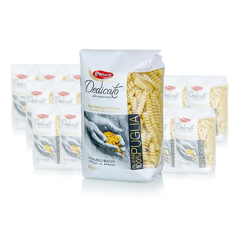 Granoro Dedicato - Fusilli Bucati, spiralformet pasta, No.75, 10 kg, 20 x 500g