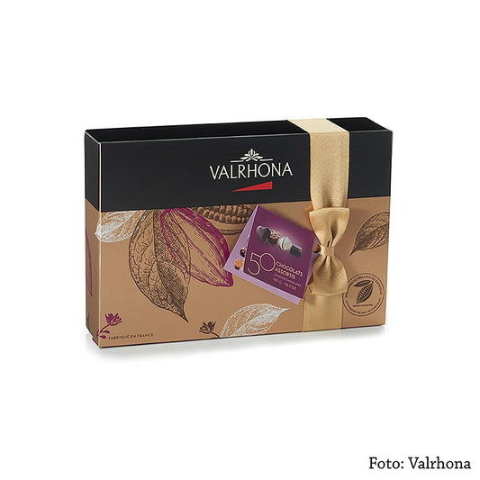 Valrhona Ballotin-sortiment, fin pralinéblanding, 465 g, 50 stk.