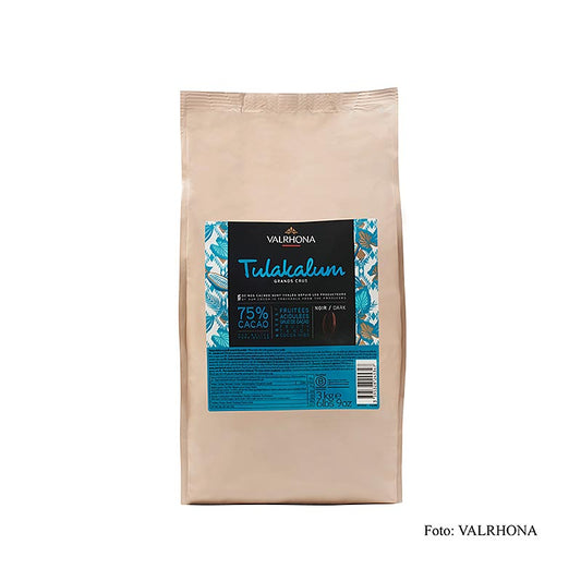 Valrhona Tulakalum, mørk overtræk, Callets, 75% kakao, 3 kg