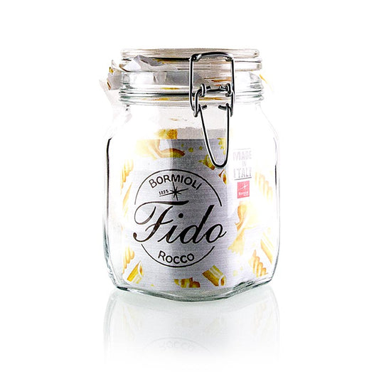 Wire hanger jar - Fido, 1 liter, firkantet, med gummi, 1 stk.