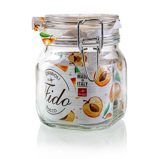 Trådbøjlekrukke - Fido, 750 ml, firkantet, med gummi, 1 stk.