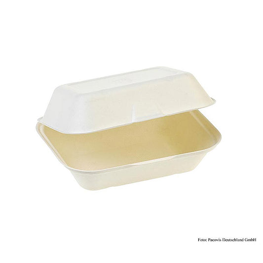 Engangs Naturesse Food Box, hængslet låg, 23,5x19,5x7,4 cm, sukkerrør, 250 stk.