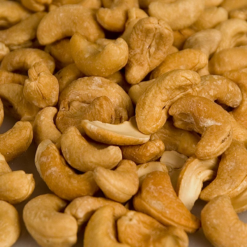 Cashewnødder, hele, ristede og med salt, 1 kg