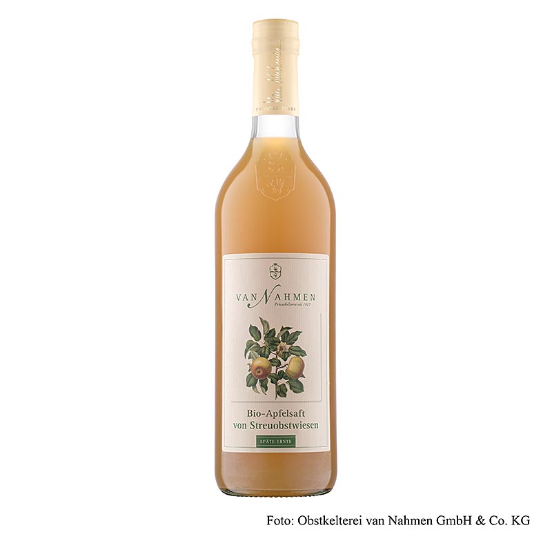 Orchard meadow æblejuice, sen høst, 100% direkte juice, van Nahmen, økologisk, 750 ml