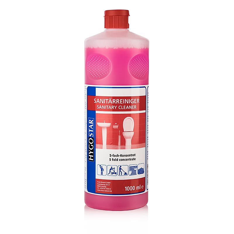 Hygo-Star, 5-dobbelt sanitetsrens, koncentrat, pink, 1 liter