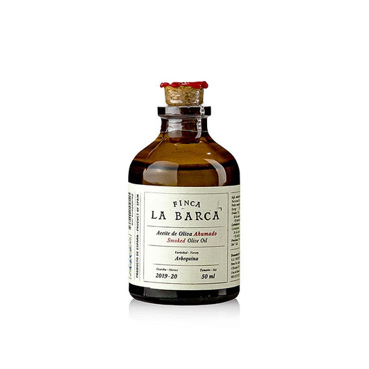 Røget olivenolie, 100 % Arbequina, 50 ml, Finca La Barca, 50 ml