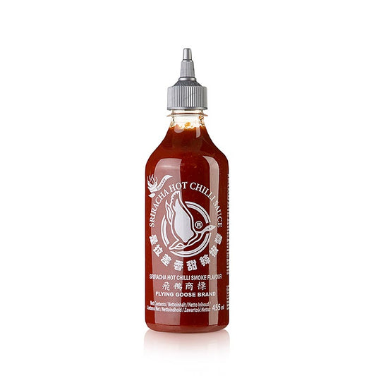 Chilisauce - Sriracha, stærk, røget, klemflaske, Flying Goose, 455 ml