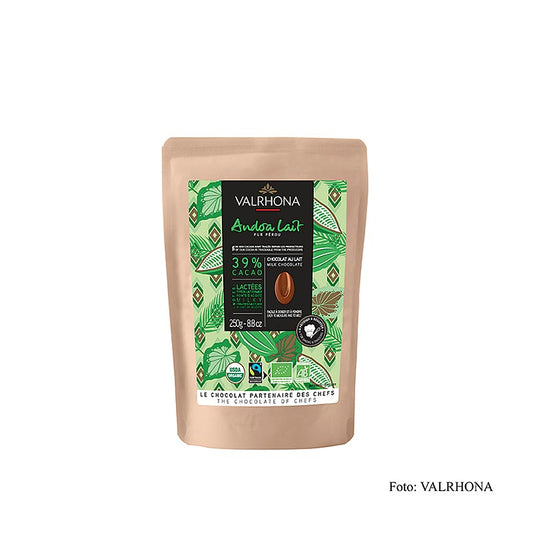 Valrhona Andoa Lait, mælkechokolade 39%, callets (fairtrade) BIO, 250 g