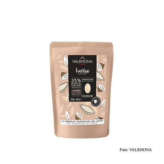 Valrhona Ivoire, hvid couverture, callets, 35% kakaosmør, 250 g