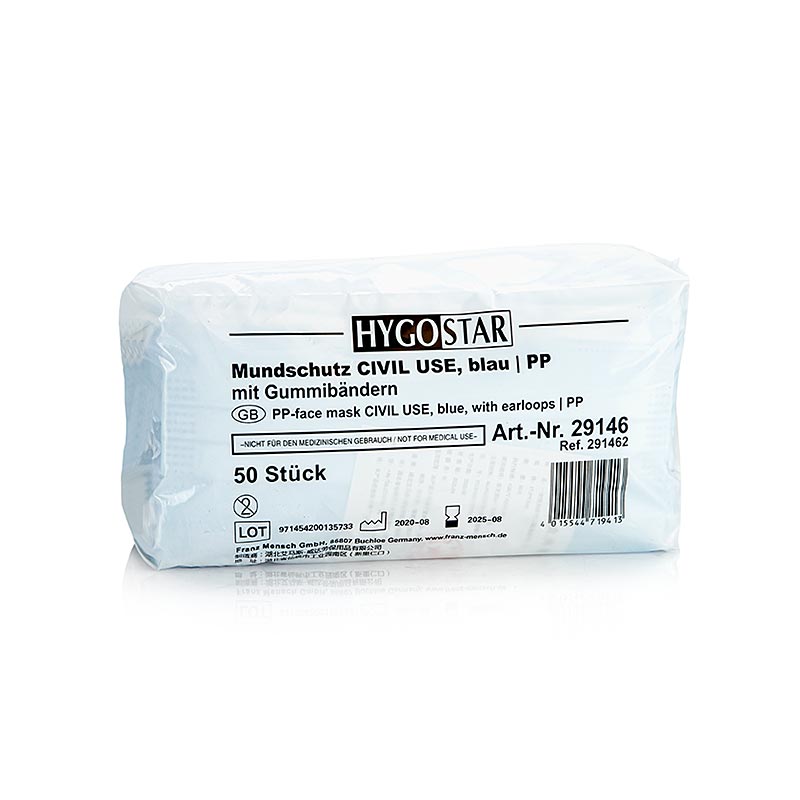 Engangsmundbind, 3-lags, PP non-woven, med ørekrog, Hygostar, 50 stk.