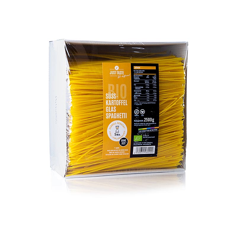 Just Taste gul sød kartoffel glasnudelspaghetti, glutenfri, økologisk, 2,5 kg