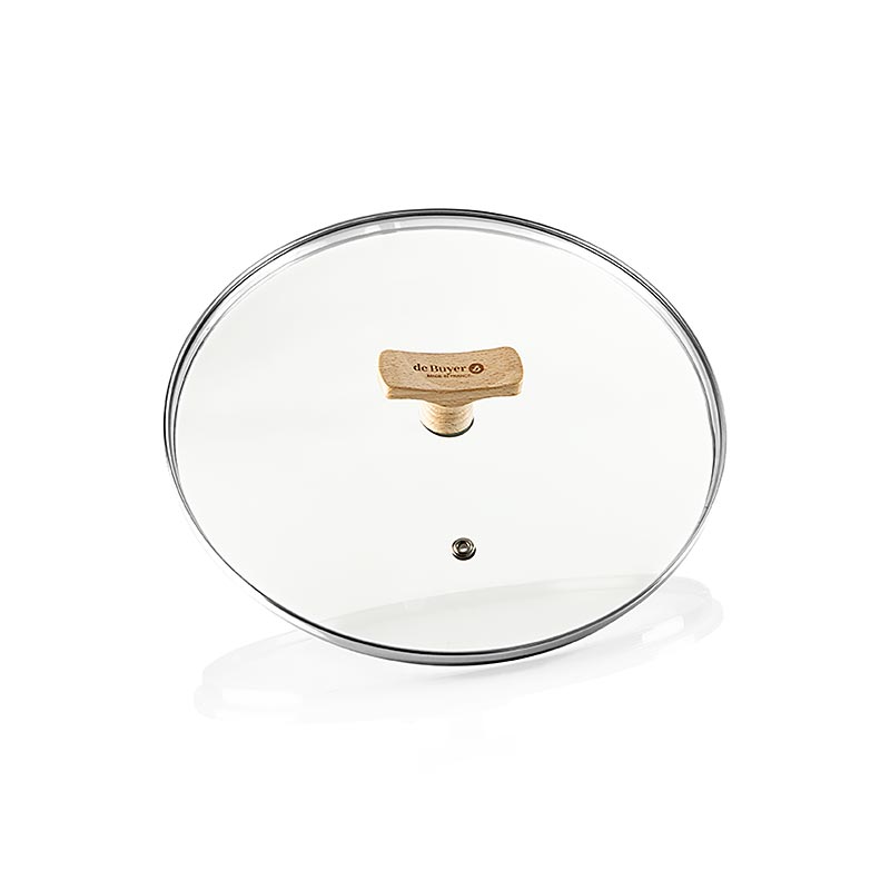 deBUYER B Bois universallåg af glas med håndtag af bøgetræ, Ø 24 cmr, 1 stk.