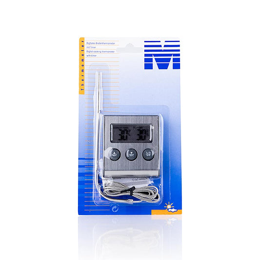 Digitalt termometer (-26°C til +250°C, med indstikssonde) med timer, 1 stk.
