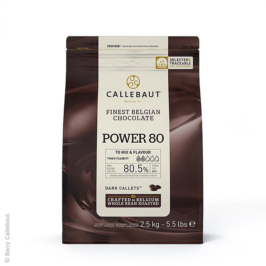 Dark Power 80, mørk chokolade-callets til overtræk, Callebaut, 2,5 kg