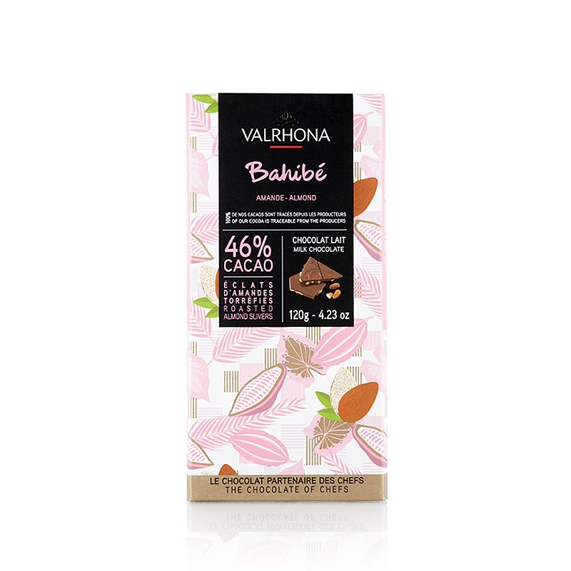 Valrhona Bahibe - Mælkechokolade, med mandler, 46% kakao, 120 g