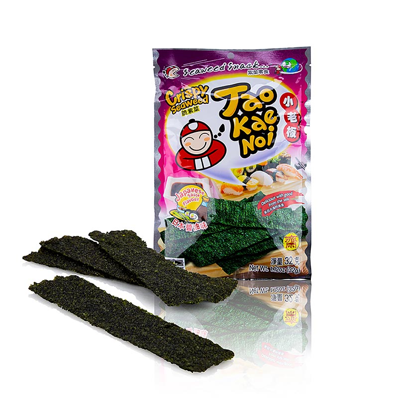 Taokaenoi Crispy Seaweed Japanese Sauce, tangchips med smag af sojasauce, 32 g