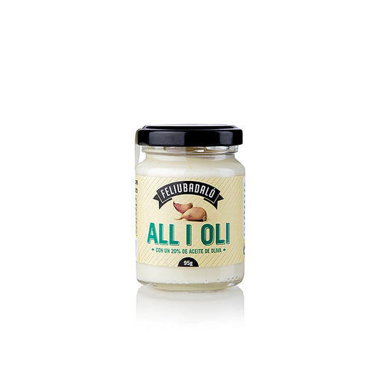 Allioli - hvidløgscreme med 20 % olivenolie, lys, Feliubadalo, 95 g