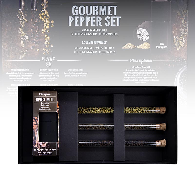 Microplane gavesæt "Gourmet pepper set", krydderikværn + peber, 2 stk.
