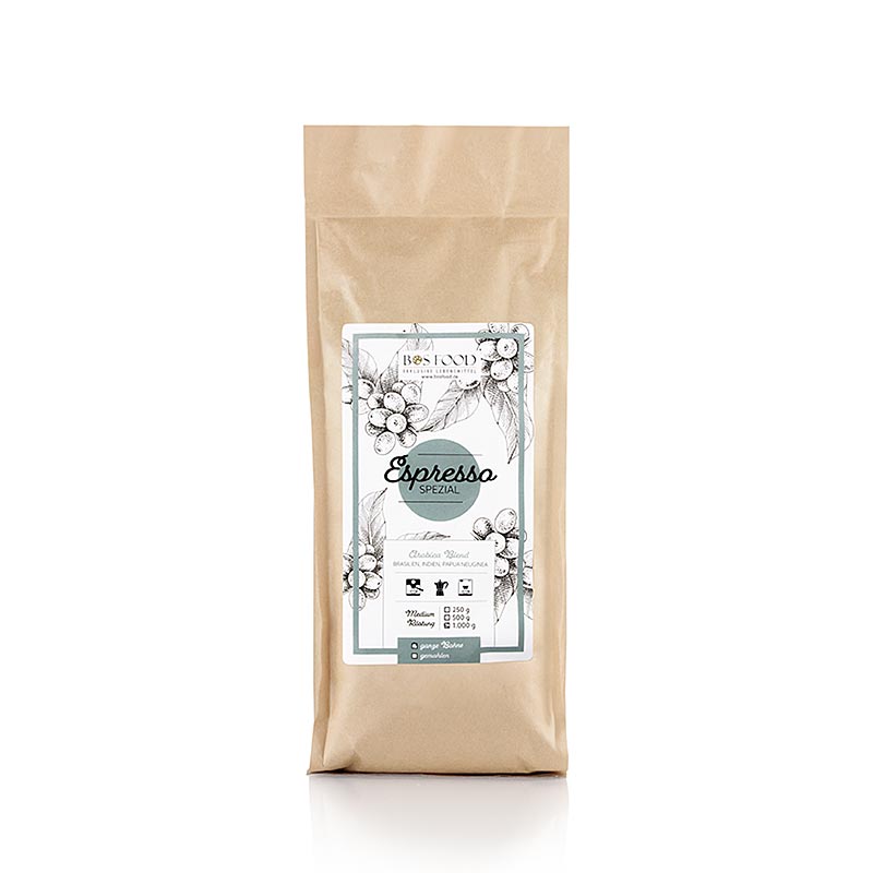 BOS FOOD - Espresso Special, Arabica-kaffeblanding, hele bønner, 1 kg