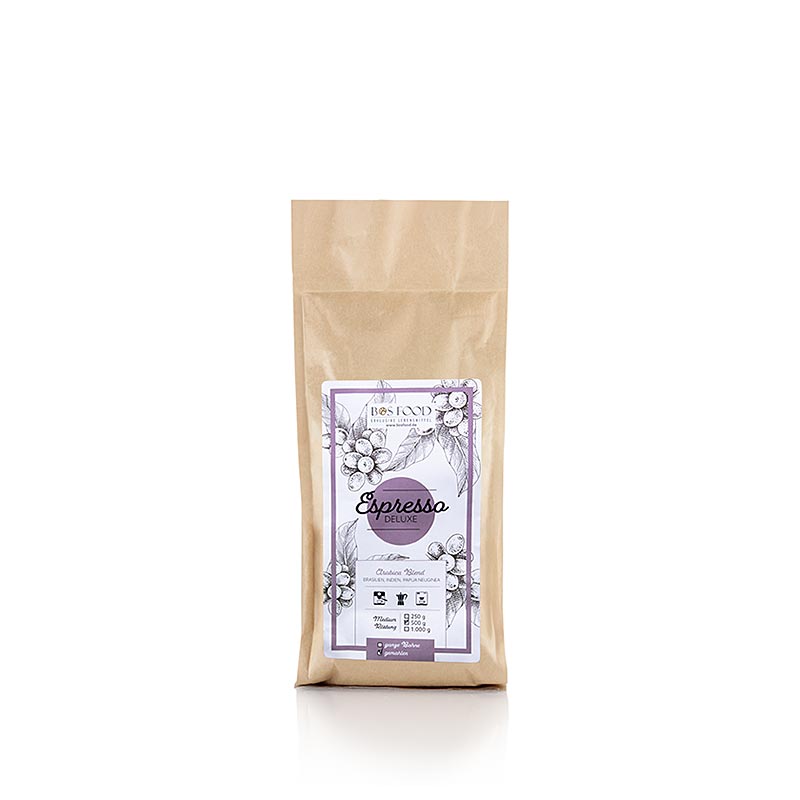 BOS FOOD - Espresso Deluxe, Arabica-kaffeblanding, MILLED, 500 g