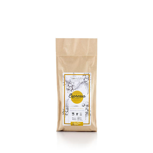 BOS FOOD - Espresso Classico, kaffeblanding med 20% Robusta, MILLED, 500 g