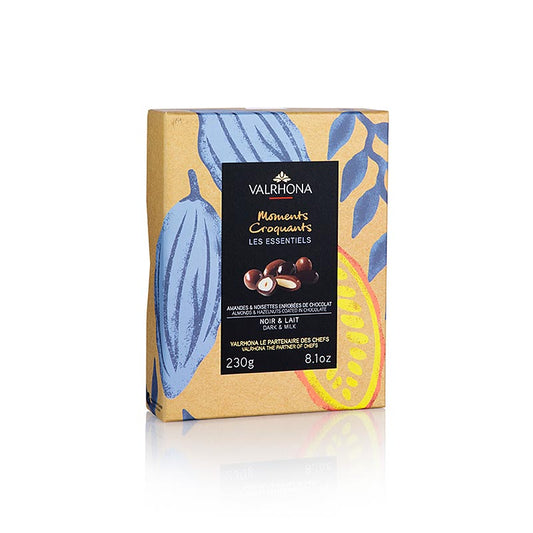 Valrhona Equinoxe kugle, mandler &amp; hasselnød i mørk &amp; mælkechokolade, 230 g