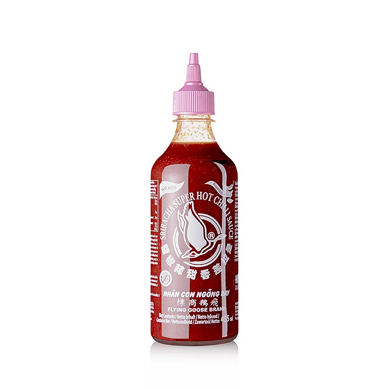 Chilisauce - Sriracha uden MSG, meget stærk, klemmeflaske, Flying Goose, 455 ml