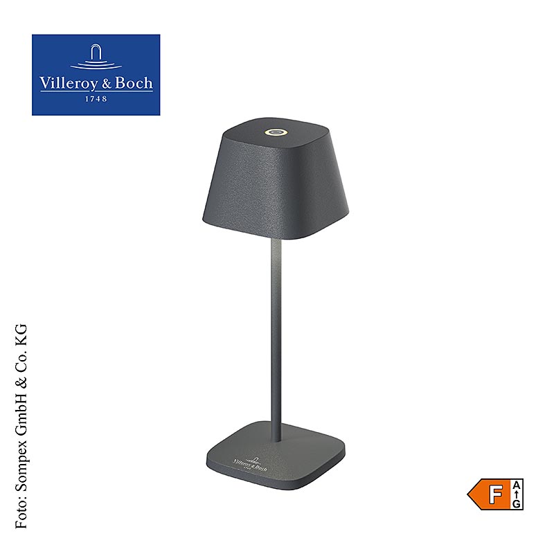 Bordlampe "Neapel MICRO", med genopladeligt batteri, 20x6,5x6,5cm, aluminium, antracit (97011), 1 stk.