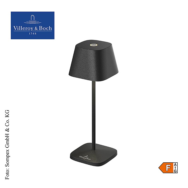 Bordlampe "Neapel MICRO", med genopladeligt batteri, 20x6,5x6,5cm, aluminium, sort (97012), 1 stk.