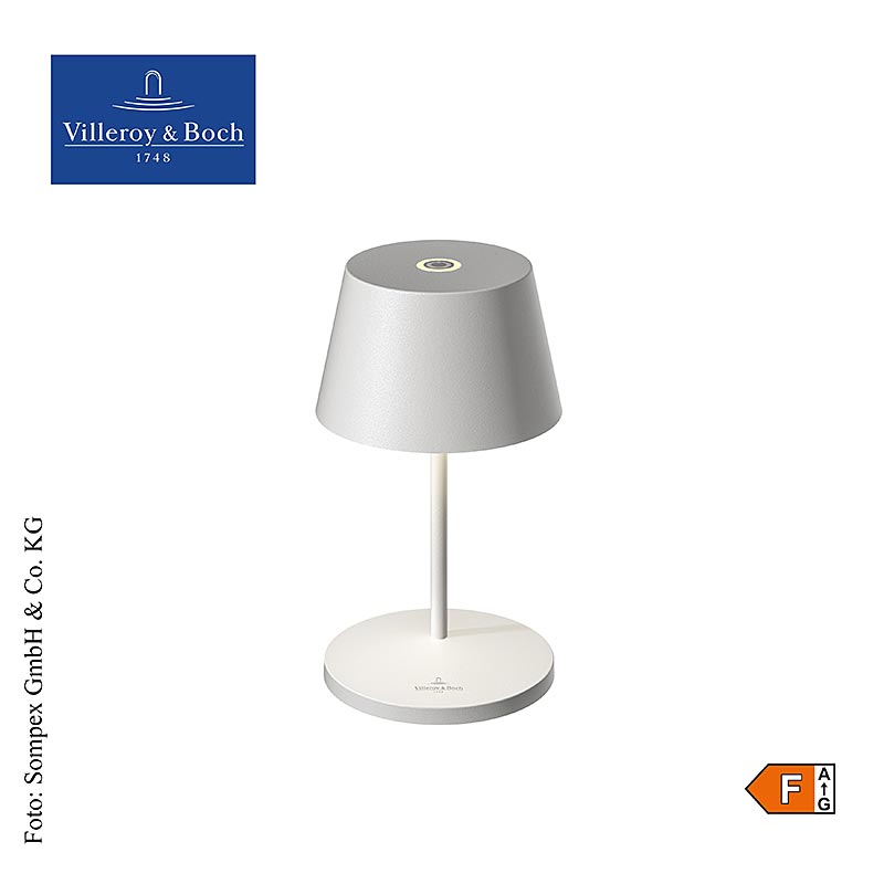 Bordlampe "SEOUL 2.0", med genopladeligt batteri, 20x11cm, aluminium, hvid (96870), 1 stk.