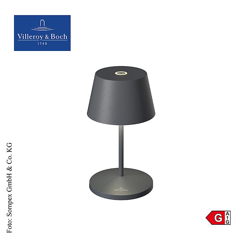 Bordlampe "SEOUL 2.0", med genopladeligt batteri, 20x11cm, aluminium, antracit (96871), 1 stk.