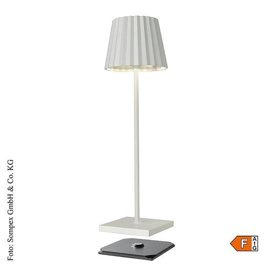 Bordlampe "TROLL 2.0- Outdoor", med genopladeligt batteri, 38x10x11cm, aluminium, hvid (78170), 1 stk.