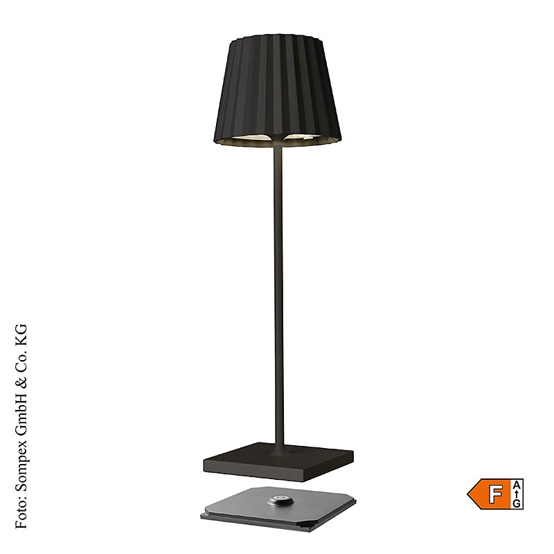 Bordlampe "TROLL 2.0- Outdoor", med genopladeligt batteri, 38x10x11cm, aluminium, sort (78171), 1 stk.