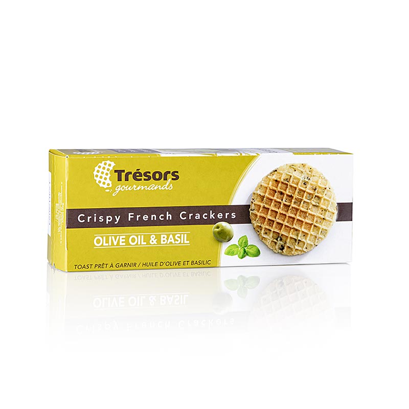 Barsnack Tresors - Sprød franz. Mini wafer cracker olivenolie &amp; basilikum, 95 g