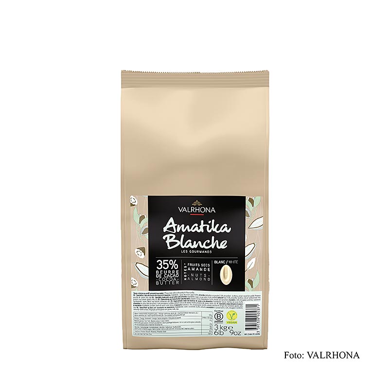 Valrhona AMATIKA, VEGANE weiße Couverture, 35% Kakao, Callets (43096), 3 kg