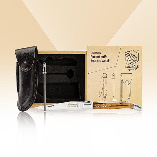 Lommekniv, zebranotræ, m. slibestål og gaveæske, Montargo, 1 stk.