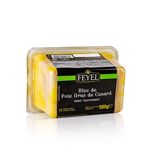 Andefoie gras blok, foie gras, med stykker, Feyel, 500 g