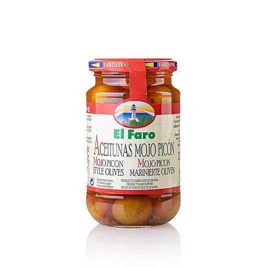 Grønne oliven "Mojo Picon", med sten, El Faro, 350 g