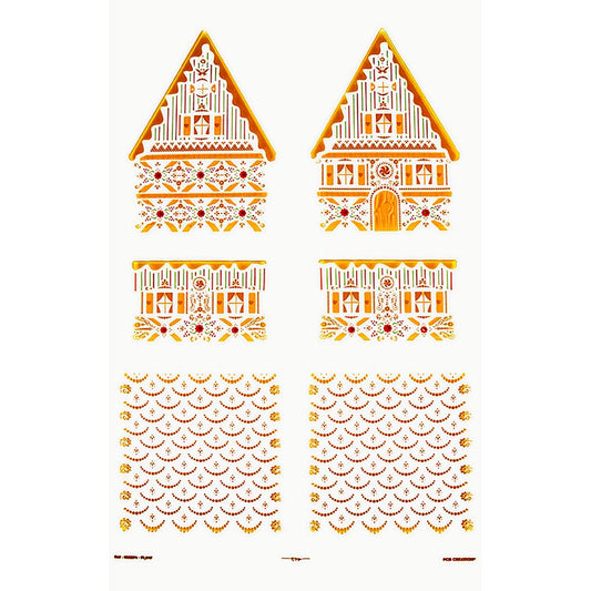 Afdækningsfolie "Lebkuchenhaus" til chokolade, enkeltdele, 11x11,5x15,5 cm, PCB, 4 stk.