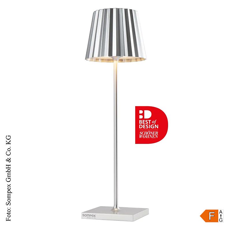 Tischleuchte "TROLL 2.0- Outdoor", mit Akku, 38x10x10cm, Alu, silber (78186), 1 St