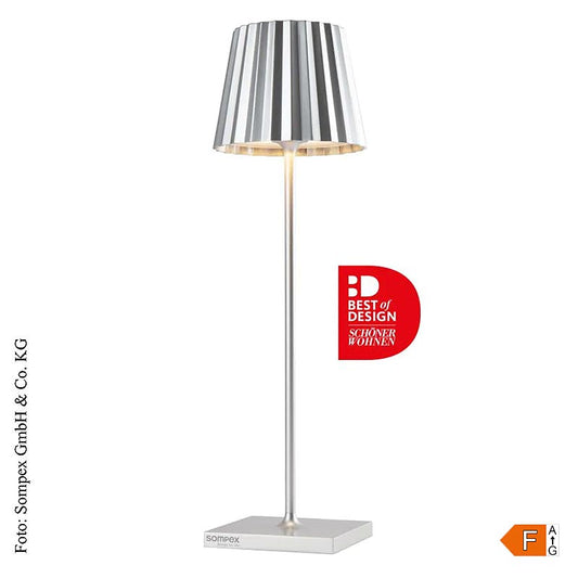 Tischleuchte "TROLL 2.0- Outdoor", mit Akku, 38x10x10cm, Alu, silber (78186), 1 St