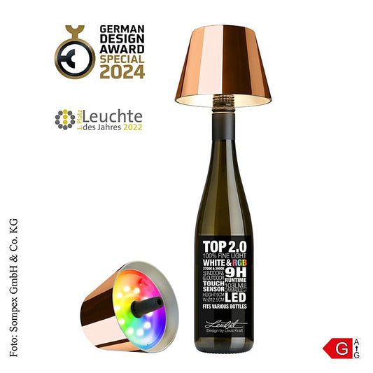 Tischleuchte "TOP2.0", für Flaschen, m.Akku, 11x12,5cm, Kunstst., kupfer (72552), 1 St