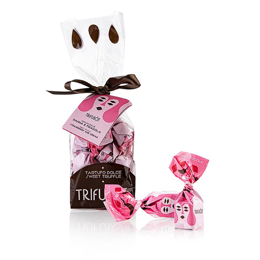 Tartuflanghe mini-trøffelchokolader "trifulòt", jordbær & fløde 180 g
